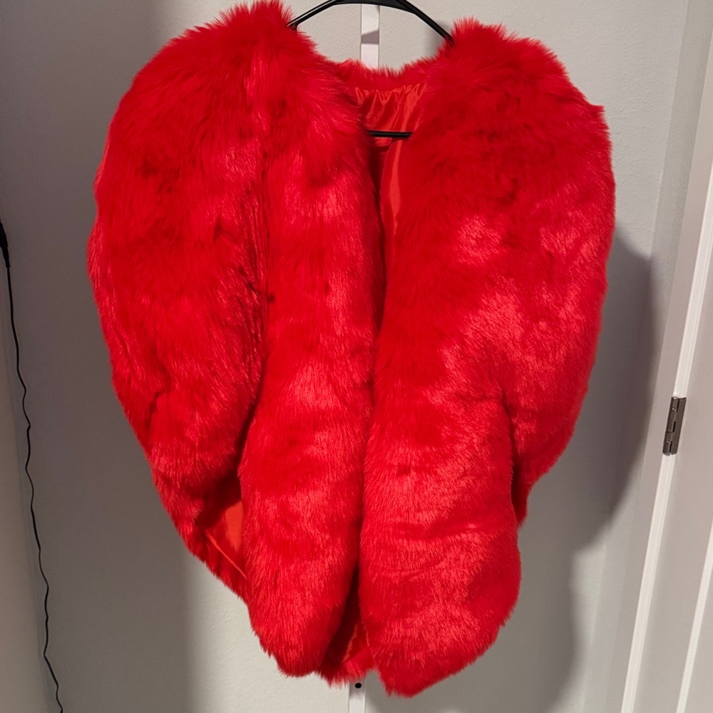 Red Faux Fur Cape Jacket - Bold Women's Outerwear